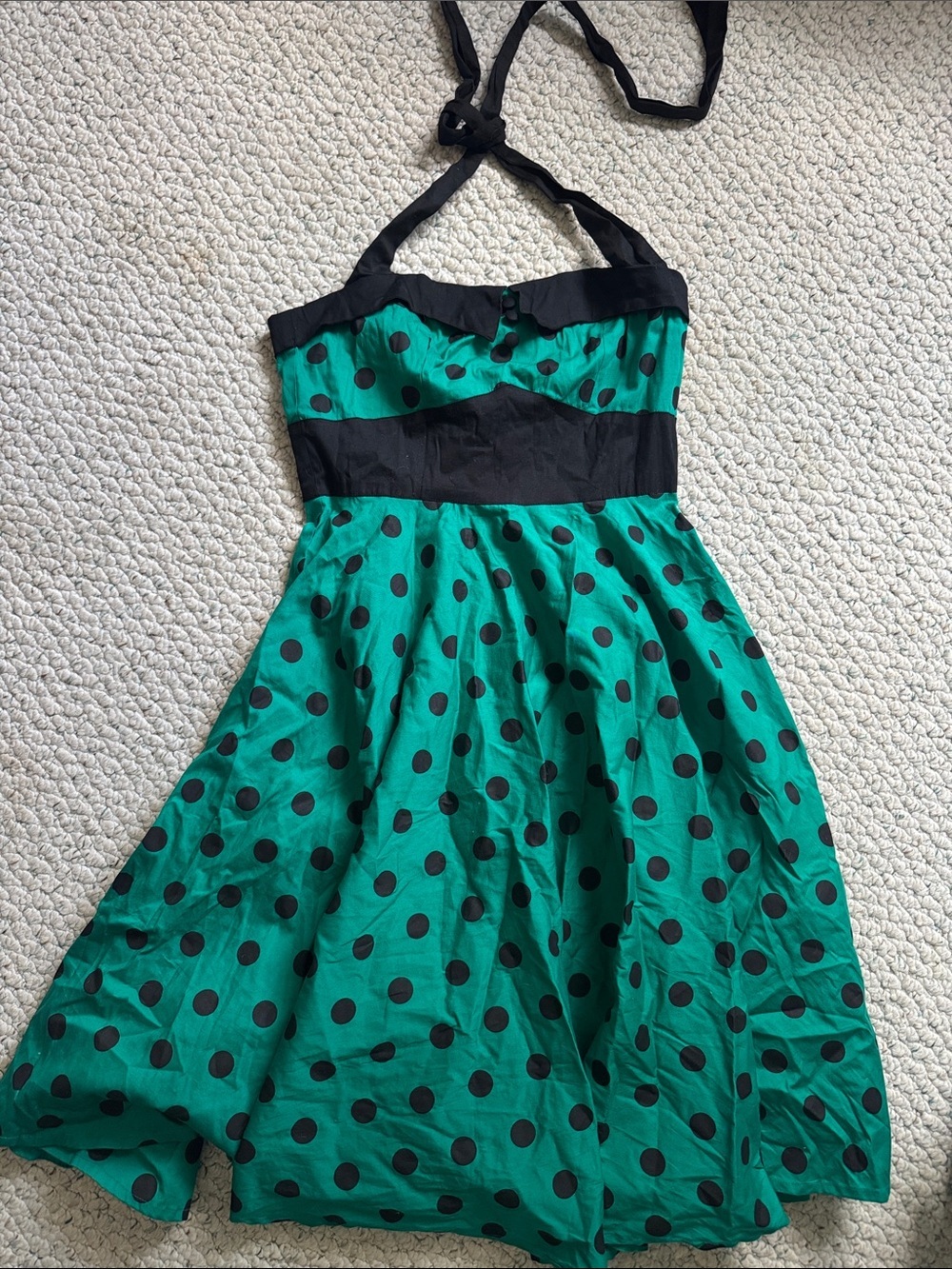 Hell Bunny Green and Black Polka Dot Dress